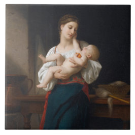 Azulejo De Cerâmica Mãe e Filho (por Bouguereau)