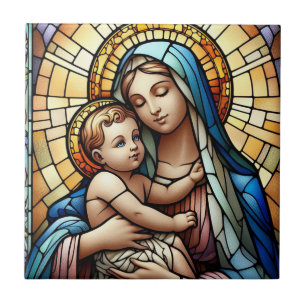 Azulejo De Cerâmica Mãe e filho religiosos