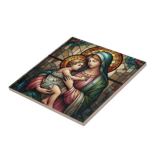 Azulejo De Cerâmica Mãe e filho religiosos