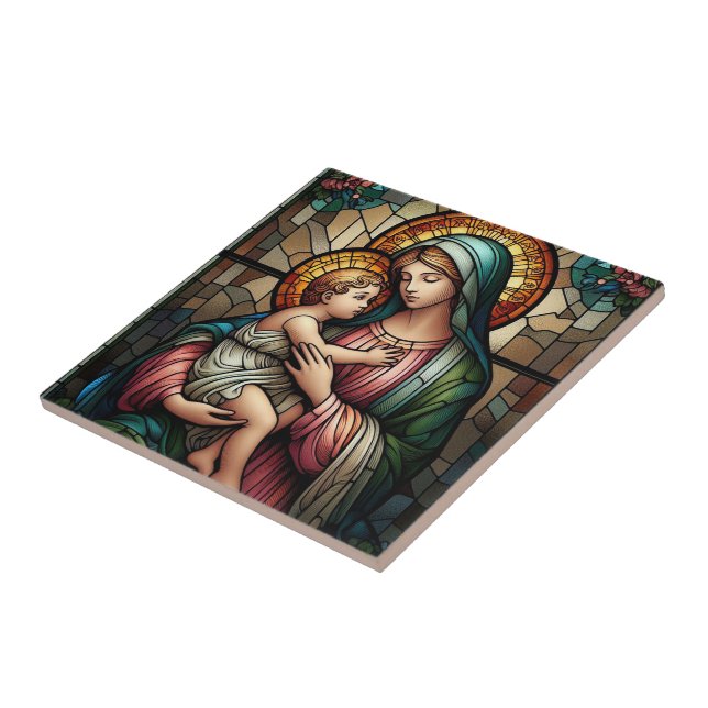 Azulejo De Cerâmica Mãe e filho religiosos (Lateral)
