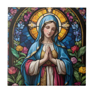 Azulejo De Cerâmica Mãe Mary Vidro Colorido Virgem Maria