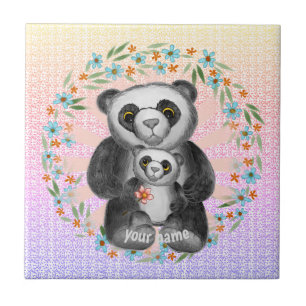 Azulejo De Cerâmica Mãe Panda Bear Love