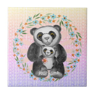 Azulejo De Cerâmica Mãe Panda Bear Love
