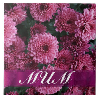 Azulejo De Cerâmica Mãe personalizada de flor rosa