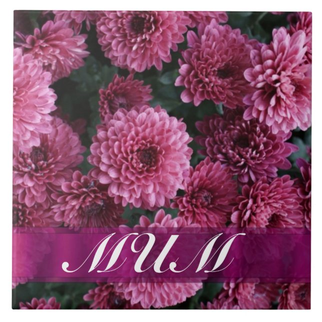 Azulejo De Cerâmica Mãe personalizada de flor rosa (Frente)