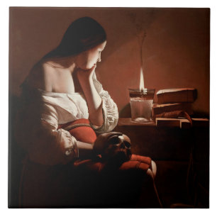 Azulejo De Cerâmica Magdalene com a Chama de Fumante, La Tour