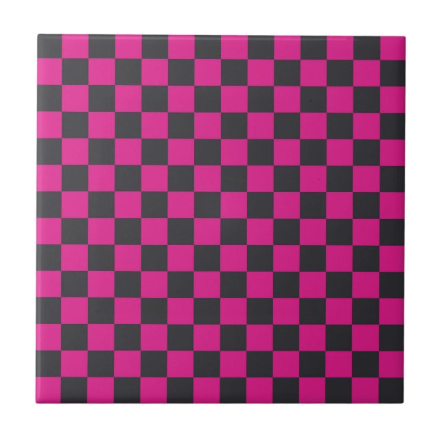 Azulejo De Cerâmica Magenta and smoke checkerboard pattern (Frente)