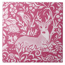 Magenta Deer Hedgehog Bird Nature Woodland Floral