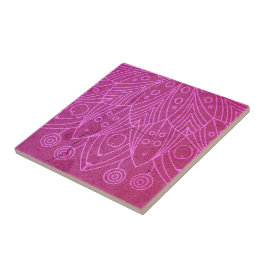 Azulejo De Cerâmica Magenta Mandala Zen Espírito De Mente Russo