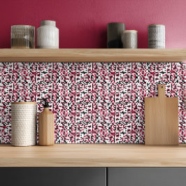 Azulejo De Cerâmica Magenta Moderno Preto Cinza Geométrico