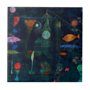 Azulejo De Cerâmica Magia do Peixe de Paul Klee Pintura Abstrata Arte 