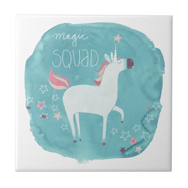 Azulejo De Cerâmica Magic Unicorn Squad (Frente)