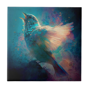 Azulejo De Cerâmica Magical Mystical Songbird Cantando Sua Música