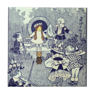 Azulejo De Cerâmica Mágico de Oz Vintage, Dorothy Encontra os Munchkin