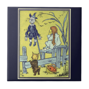 Azulejo De Cerâmica Mágico de Oz Vintage, Dorothy Toto Encontra Espant
