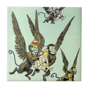 Azulejo De Cerâmica Mágico de Oz Vintage, Macacos Voadores com Dorothy