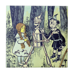 Azulejo De Cerâmica Mágico Vintage de Oz, Dorothy Encontra o Tinman
