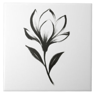 Azulejo De Cerâmica Magnólia em Estilo de Tinta – Desenho Floral Elega