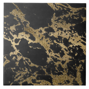 Azulejo De Cerâmica Magro mármore preto de ouro falso moderno