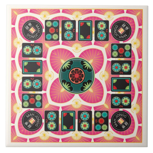 Azulejo de cerâmica Mah Jongg Fan 2025 (Frente)