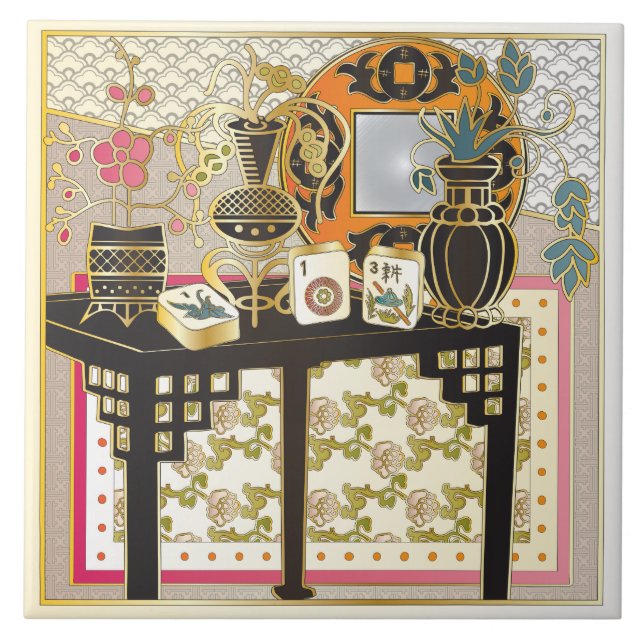 Azulejo De Cerâmica Mah Jongg Mesa (Frente)