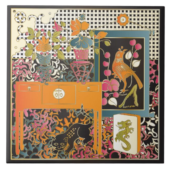 Azulejo De Cerâmica Mah Jongg Orange Mesa (Frente)