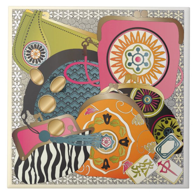 Azulejo De Cerâmica Mah Jongg Purses (Frente)