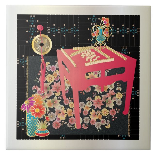 Azulejo De Cerâmica Mah Jongg Red Mesa (Frente)