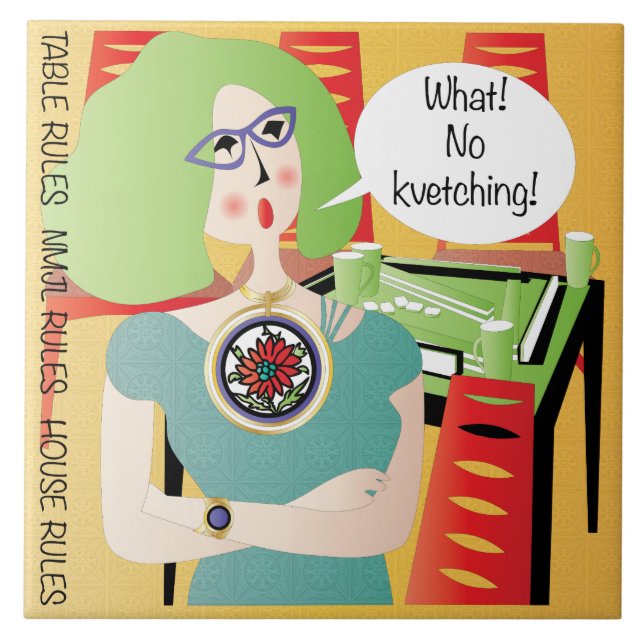 Azulejo De Cerâmica Mah Jongg Sayings Kvetching (Frente)