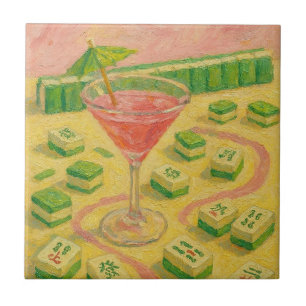Azulejo De Cerâmica Mahjong Chic Pintura Coquetel