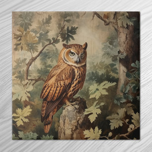 Azulejo De Cerâmica Maiestosa coruja em uma floresta