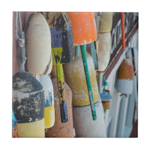 Azulejo De Cerâmica Maine, Bar Harbor. Boias de armadilha de lagosta c