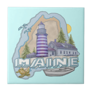 Azulejo De Cerâmica Maine Lighthouse