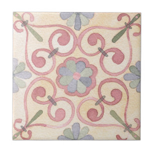 Azulejo De Cerâmica Maiolica Mediterrânica, espanhola, italiana, rosa-
