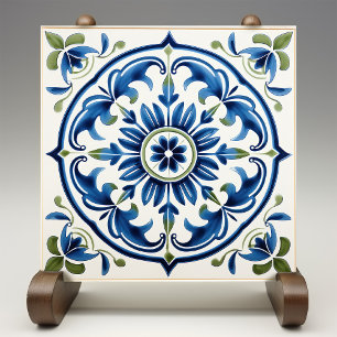 Azulejo De Cerâmica Majestoso Medalhão Floral Itália Siciliano