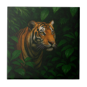 Azulejo De Cerâmica Majestoso retrato de tigre-de-bengala na selva, vi
