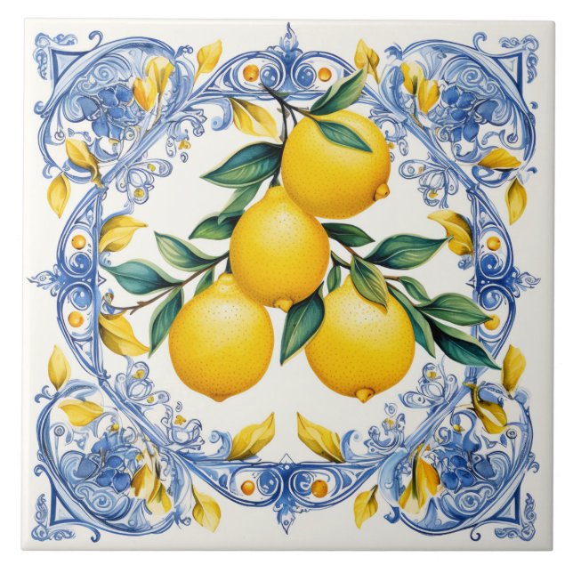 Azulejo De Cerâmica Majolica,azulejos azuis,azulejos Sicilianos,Azulej (Frente)