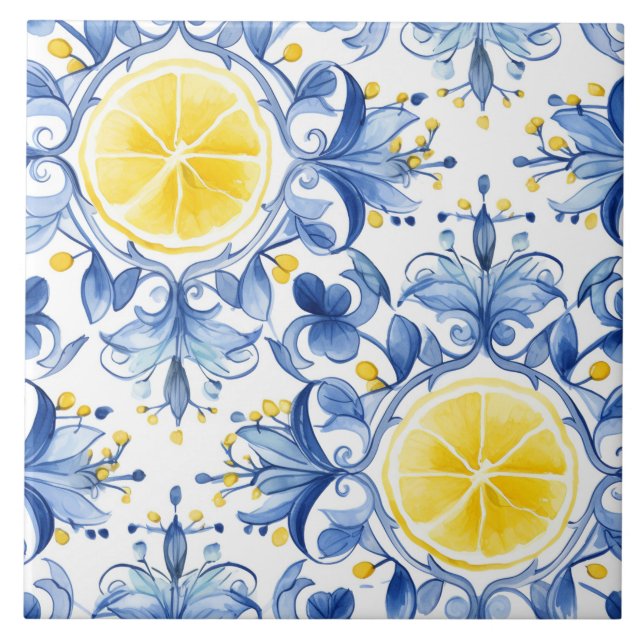 Azulejo De Cerâmica Majolica,azulejos azuis,azulejos Sicilianos,Azulej (Frente)