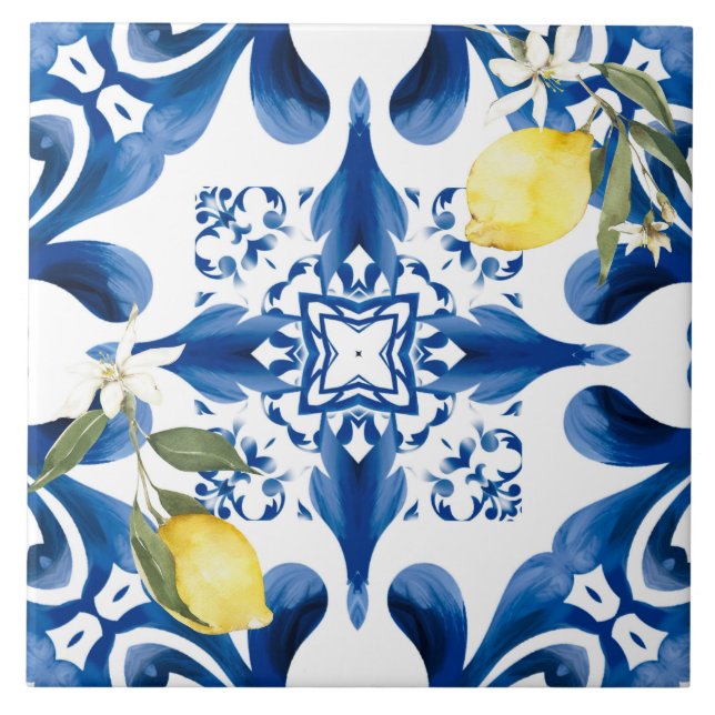 Azulejo De Cerâmica Majolica,limão,azulejos Sicilianos,Azulejo cerâmic (Frente)