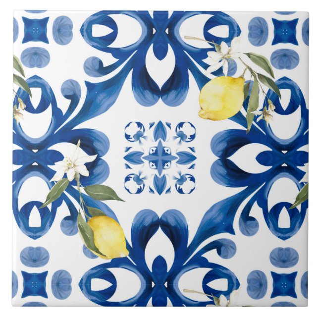 Azulejo De Cerâmica Majolica,limão,azulejos Sicilianos,Azulejo cerâmic (Frente)
