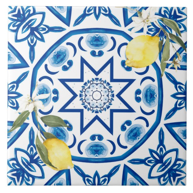 Azulejo De Cerâmica Majolica,limão,azulejos Sicilianos,Azulejo cerâmic (Frente)