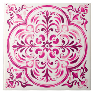 Azulejo De Cerâmica Majolica Rosa