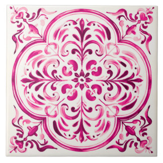 Azulejo De Cerâmica Majolica Rosa