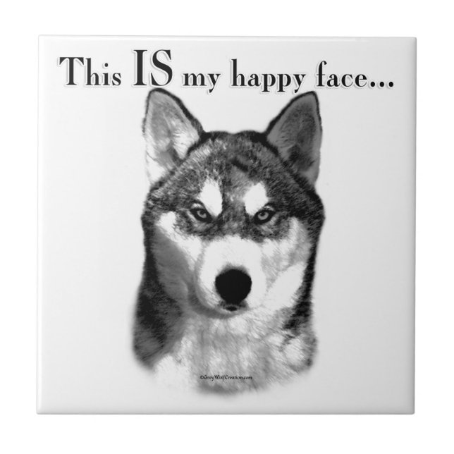 Azulejo De Cerâmica Malamute Happy Face (Frente)