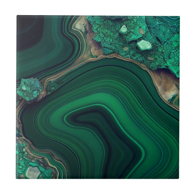 Azulejo De Cerâmica Malaquite Cu6CO3(OH)2 (Frente)