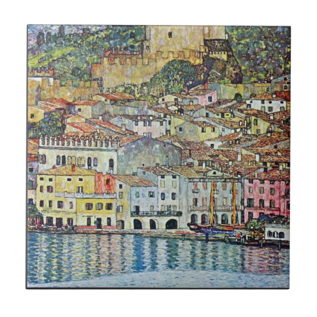 Azulejo De Cerâmica Malcena no Gardasee por Gustavo Klimt (Frente)
