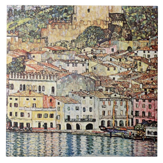 Azulejo De Cerâmica Malcesine am Gardasee, por Gustav Klimt (Frente)