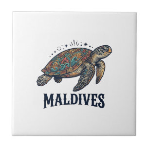 Azulejo De Cerâmica Maldivas Tartaruga Marinha Vintage Camisa Viagem D
