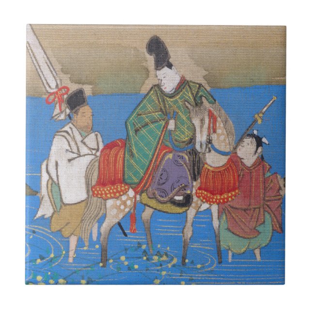 Azulejo De Cerâmica Male Courtier no Rio Horseback (1839) (Frente)