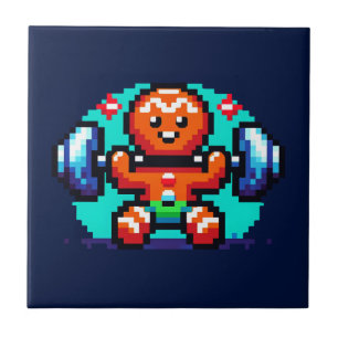 Azulejo De Cerâmica Malhação Festiva Pão-Genger Retro 8 Bits Natal